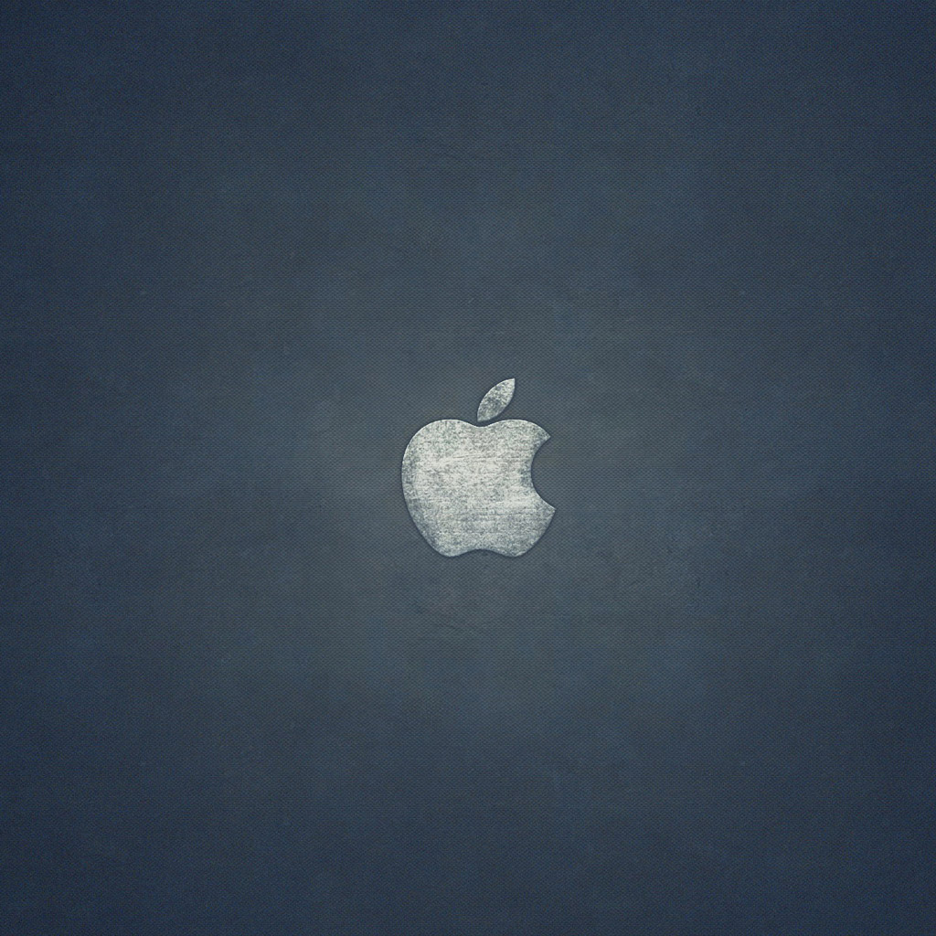 Синий, гранжевый логотип Apple - обои для iPad