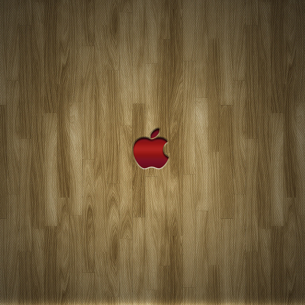 Лого Apple на деревянном фоне обои для iPad